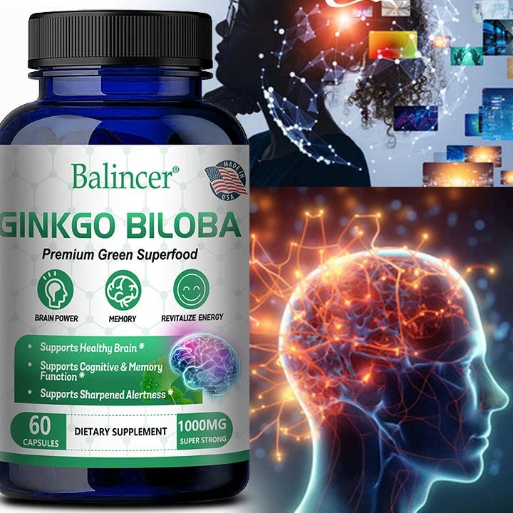 

Double Strength Ginkgo Biloba Extract Capsules Helps Stay Alert and Sharp, Improves Focus and Memory, Healthy Brain Supplement