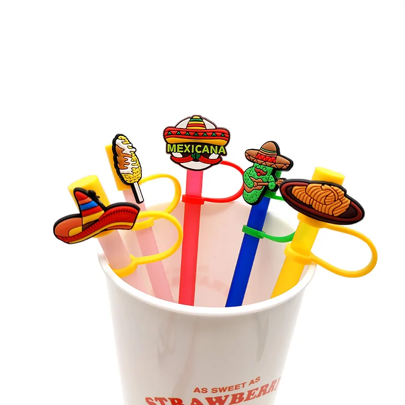 Custom Ins Hot Seller Mexican Food Straw Topper PVC Hello Kitty