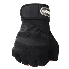 

Black Men Fitness Heavyweight Training Gloves Bodybuilding Half Finger Gloves Non-Slip Extended Wrist Support Weightlifting XXL