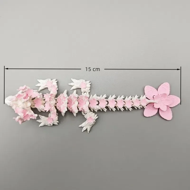 3D Printed Cherry Blossom Dragon Movable Joint Articulated Dragon Action Figures Home Office Desktop Ornament Birthday Gifts 6