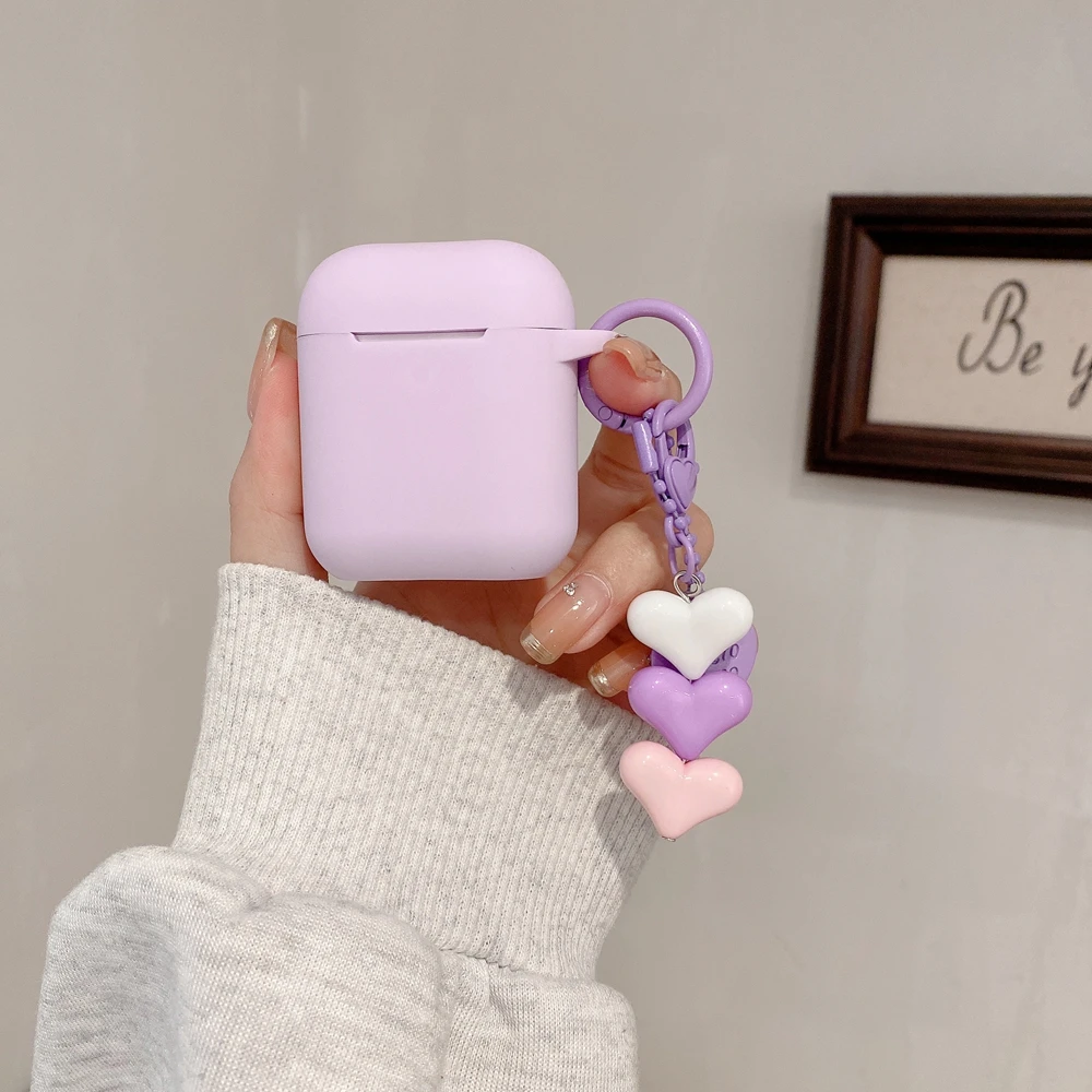 Hülle für Apple Airpods 4 3 2 1 Hülle Kopfhörer Zubehör Bluetooth Headset Silikon Apple Air Pod Pro 2 Hülle mit Liebesanhänger – Detail 6
