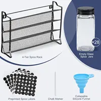 Spice Rack Organizer for Cabinet, Spice Organizer with 28 Empty Spice Jars with Black Lids 2
