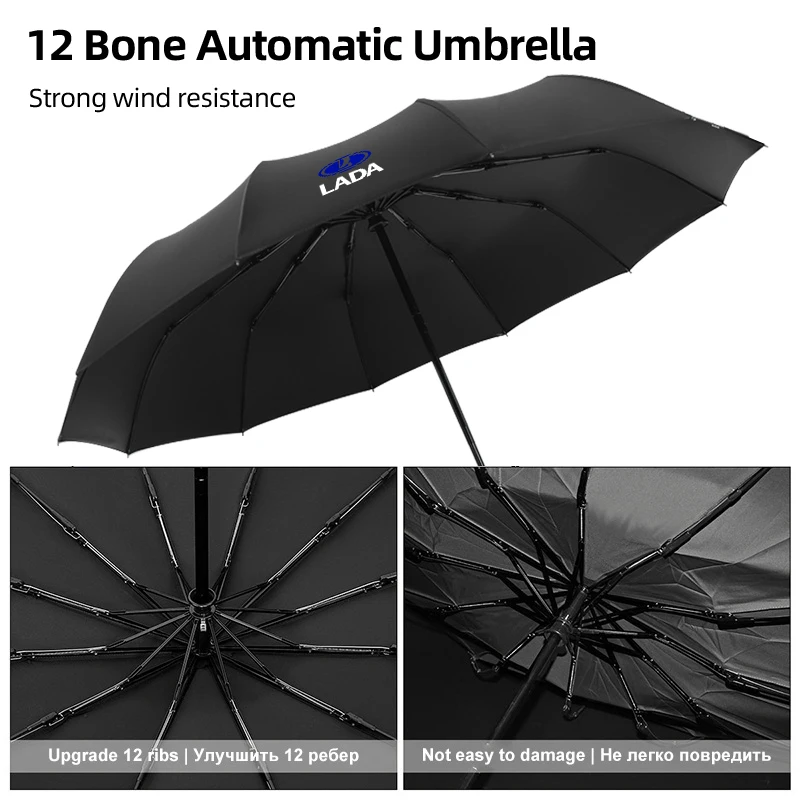 12 Bone Car Folding Umbrella Automatic Sunshade Accessories For Lada Vesta Niva Samara Kalina Largus Priora Xray Granta
