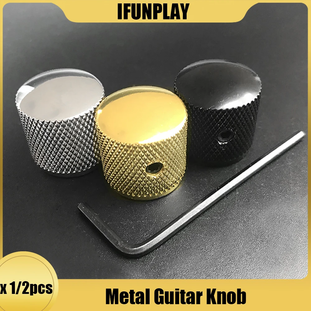 Gold Healifty 4pcs Metal Guitar Dome Knobs Bass Tone and Volume Control Knobs Cap Replacement for Fender Tele Bass