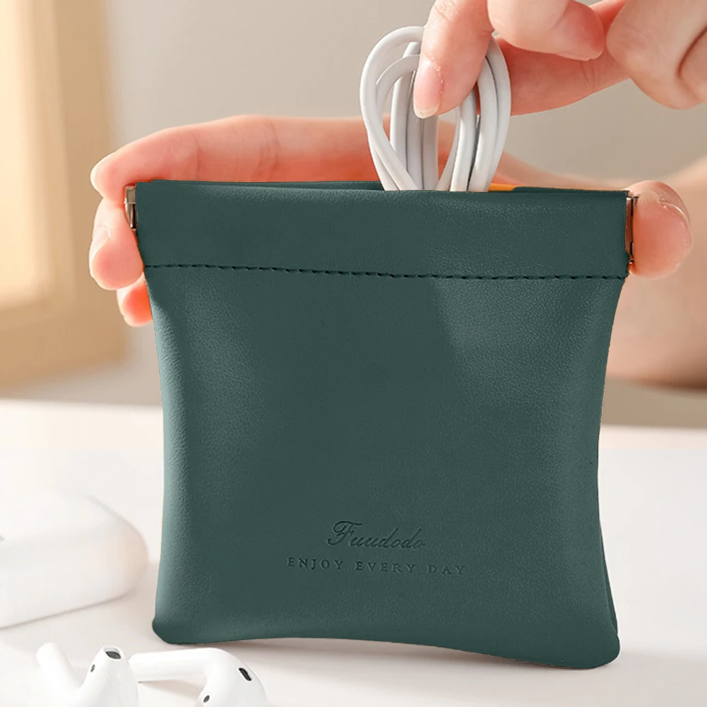Travelambo Leather Squeeze Coin Purse Pouch Change Holder for Men & Women 2 Pcs Set