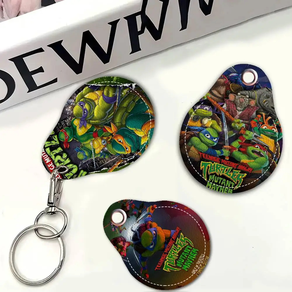 애니메이션 N-닌자 쿨 티-터틀즈 클래식 여성용 미니 PU 가죽 케이스 키체인 카드 지갑 키 태그 링 미니 배지 키