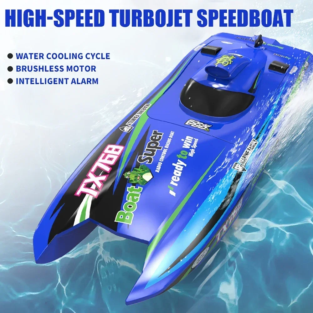 RC Speedboat Toy High Speed Turbo Jet Speedboat 30km/h Brushless Electric Yacht Model Remote Control Racing Speedboat 4