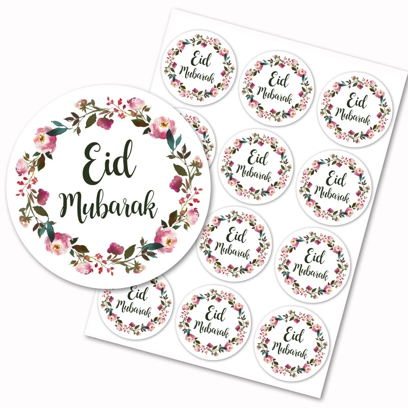 60/120pcs Ramadan EID Moubarak Décorations Papier Autocollant Cadeau