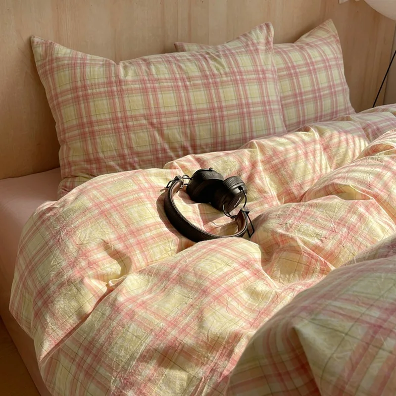 סט מצעים עם פסים מ-100% כותנה, 3 יחידות, ציפיות ציפה, סט נוחות רכה, בגדי שינה לחדר השינה הראשי