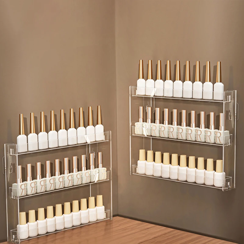3 Layers Acrylic Nail Polish Display Rack Transparent Cosmetic Organizer Multi-layer Simple Mounting Rack Stand Holder 5