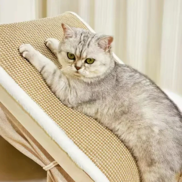 Half-Enclosed Wooden Cat Tent Villa Pet Bed All-Season Dual-Use Durable Sisal Scratching Board Cozy House Furniture for Cats 2