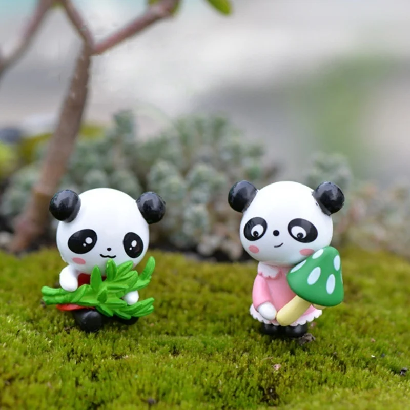 Set Of 8 Miniature Panda Figurines - Durable Resin, Adorable For Dollhouse, Fairy Garden, Cake Topper & Office Decor - View #2