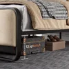 Queen Size Platform Metal Bed Frame with Curved Upholstered Headboard and Footboard, Large Under Bed Storage, No Box 2