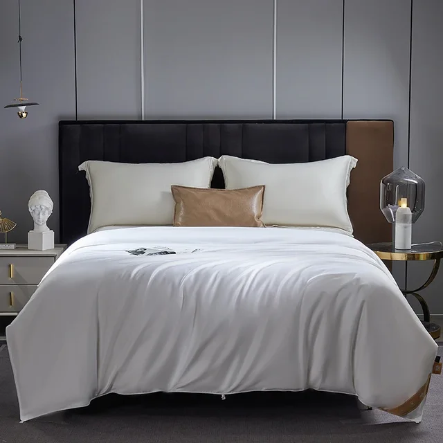 Couette d'été en soie haut de gamme, remplissage de soie longue en fibre de soie, frais en été, King Size, Style uni, personnalisable 5