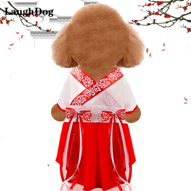 

Wedding Dog Dress Skirt Spring Dog Clothes Chiffon Princess Dress For Small Dogs Clothes Silk Fairy Chihuahau Puppy Han Clothing