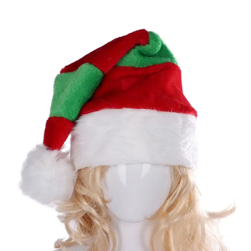 

Creative Christmas Santa Claus Hat Elf Red Green Plush Cap Happy New Year Merry Christmas Hats for Adults and Children Gift