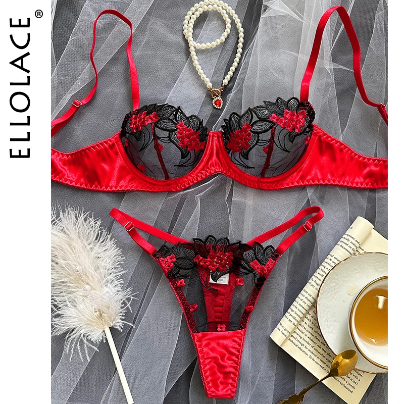 Ellolace Fancy Lingerie Floral Lace Bra Set Bilizna Luxury Well-Looking Underwear Sexy Erotic Fairy Fine Lace Exotic Sets women lingerie set sexy bra set women underwear set