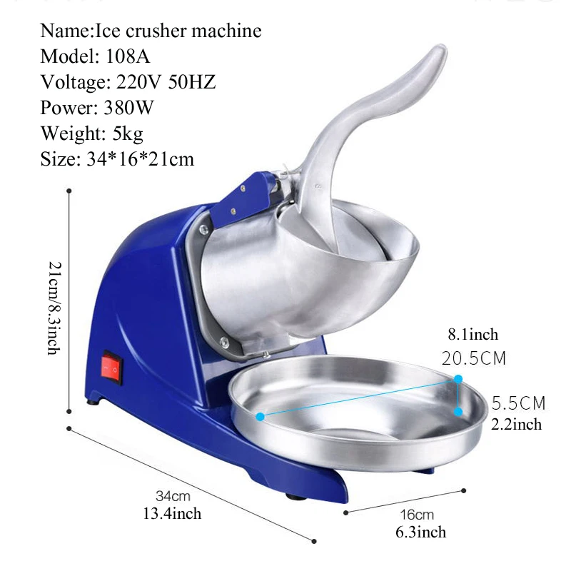 Shaved Ice Machine Strong Powerful For Home&Commercial Use,Steel Ice Crusher With Dual Blades&Lips,Higher Out