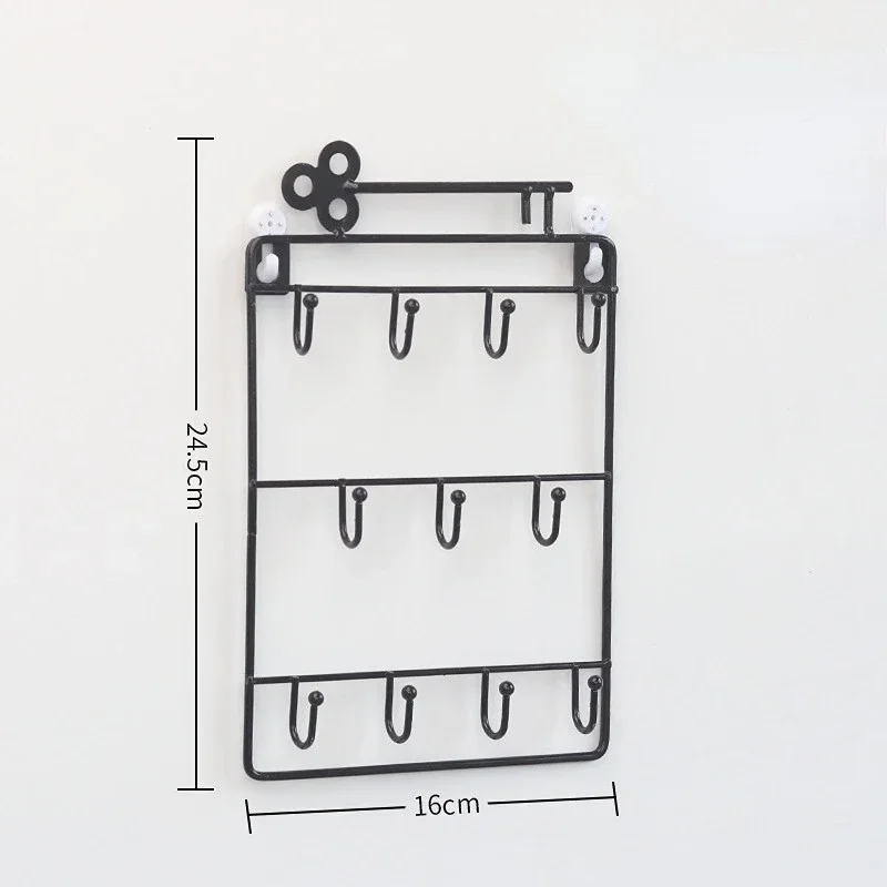 Modern Style Iron Wall Mounted 11 Hangers Hooks Key Holder Coat Hat Storage Rack Practical Cloth / Keys Hooks 6