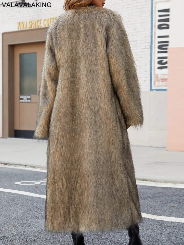 2025 Cappotto lungo in pelliccia sintetica solida invernale femminile per donna Giacca soffice in peluche a maniche lunghe da donna Cardigan caldo in pelliccia sintetica spessa casual 6