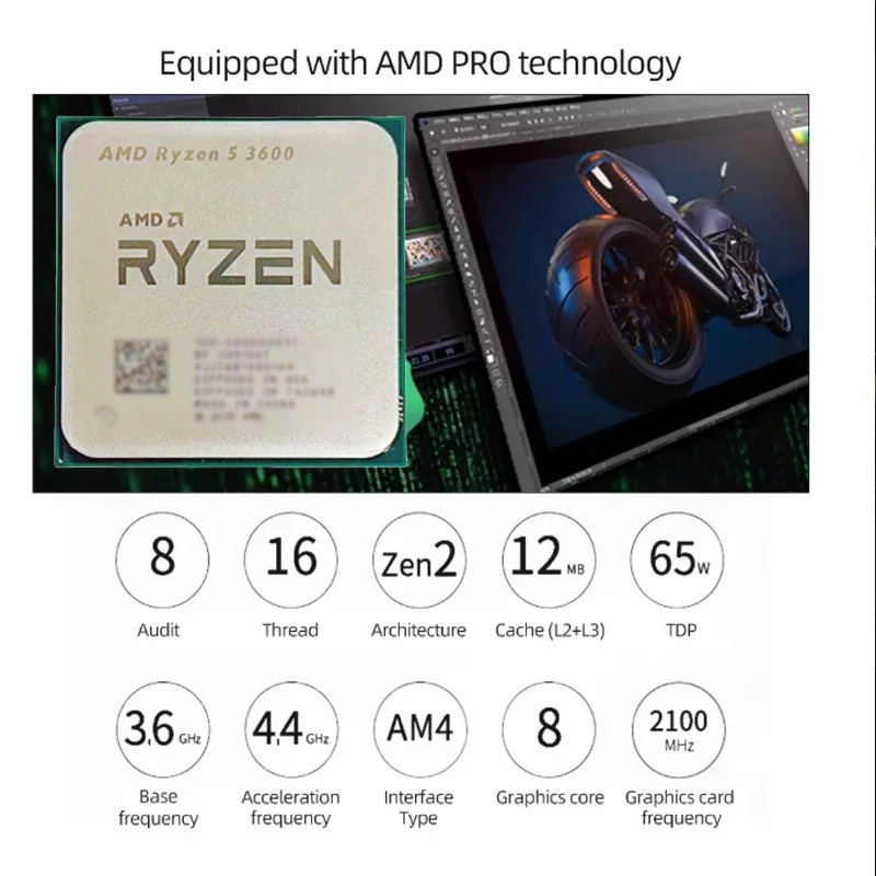 AMD Ryzen 5 3600 AMD R5 3600 CPU 6코어 12스레드 4.4GHz 언락 데스크탑 프로세서 소켓 AM4 게이밍 CPU (패키지 미포함)