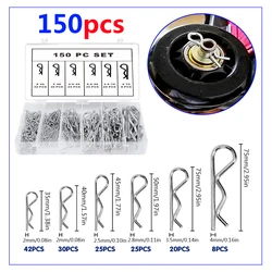 Spring Cotter Pin and R - Clip Assortment Set, Galvanized Safety Pins (100/150 Pcs) - 68mm