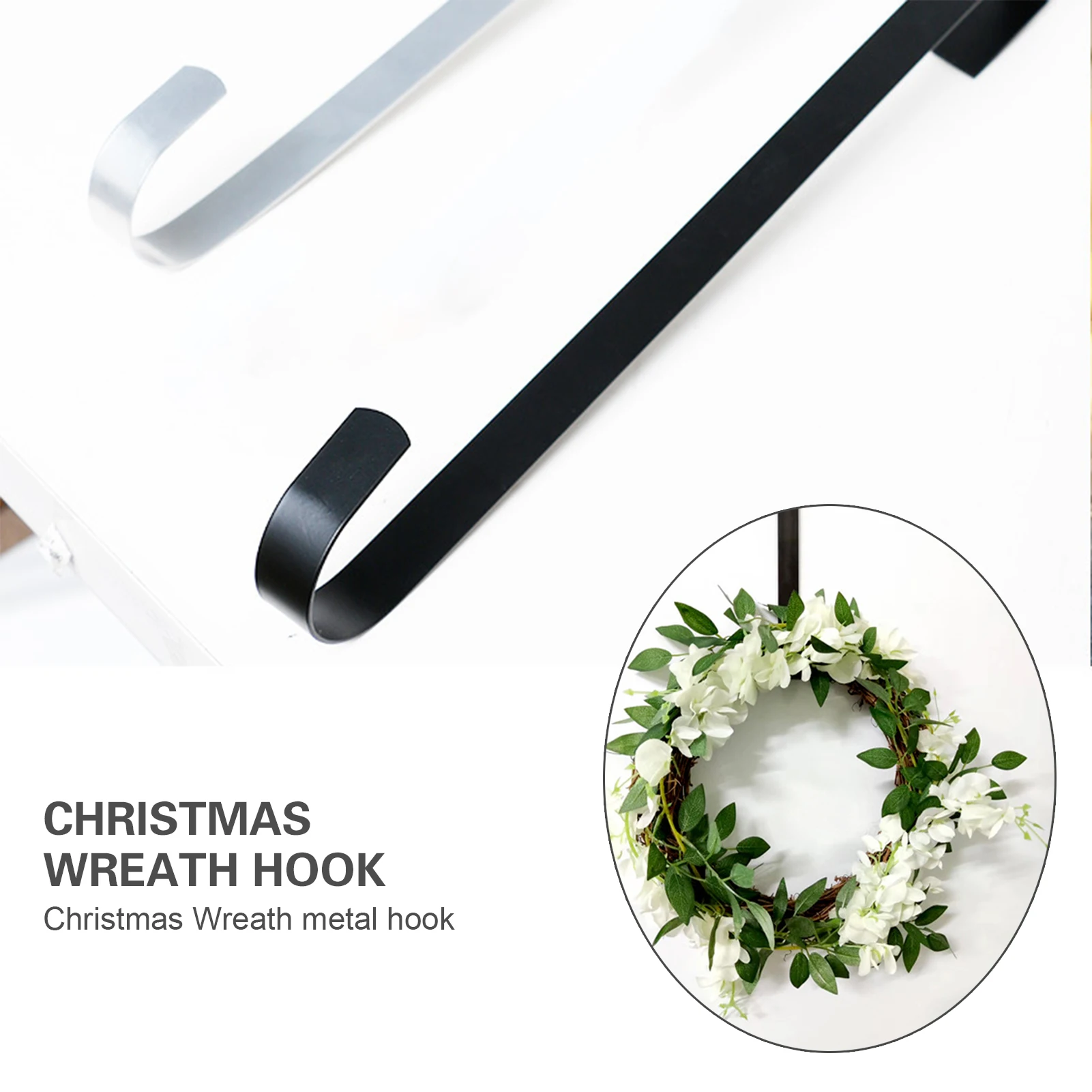 38cm Christmas Front Door Hook Nail-Free Metal Ornament Long Hook Halloween Single Decorative Garland Door Hanger