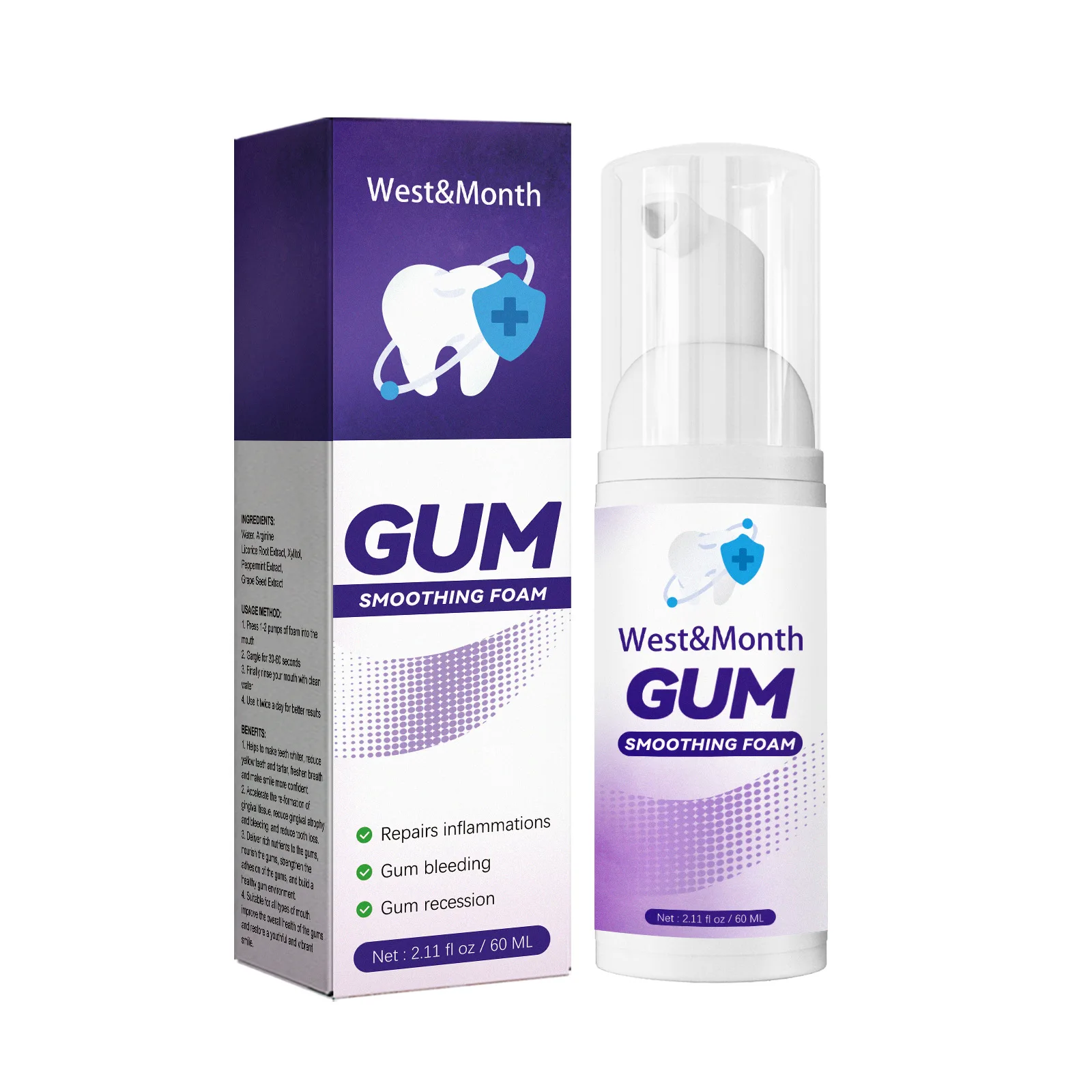 

치약 60ml Gum Foam Whiten Toothpaste Teeth Whitener Mousse for Stain Removal and Deeply Cleaning Gums blanqueador dental