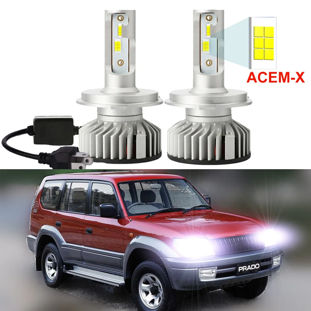 2Pcs Led Headlight Bulbs For Toyota Prado 90 Series 1996 1997 1998 1999 2000 2001 2002 with ACEM-X Chips High Low Beam
