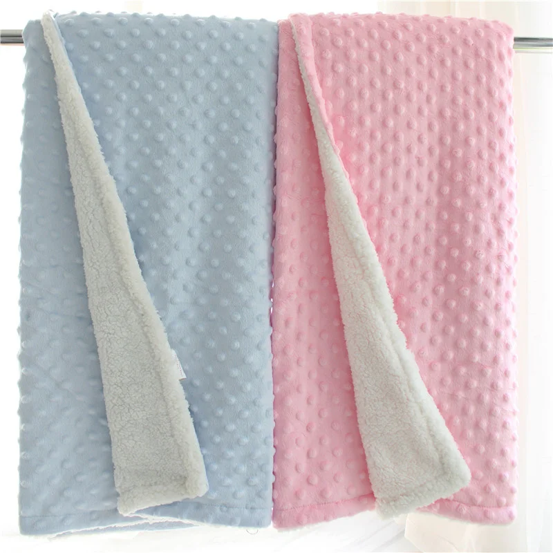 Winter Thick Thermal 3d Minky Dot Kids Blanket Super Soft Sherpa Fluffy Toddler Baby Blanket Quilt Swaddle Office Seat Blanket 3