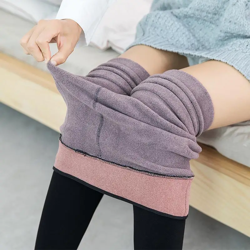 Velvet Invisible Open Crotch Push Up Leggings Outdoor Sex Pants See-through Thermal Pantyhose Women‘s Sexy Big Size Stockings