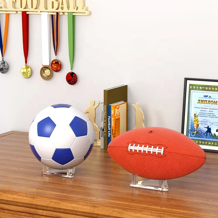 Description Picture 5 of itemAcrylic Ball Holder Basketball Display Stand Football Volleyball Soccer Rugby Display Stand Triangle Rack Sports Ball Storage
