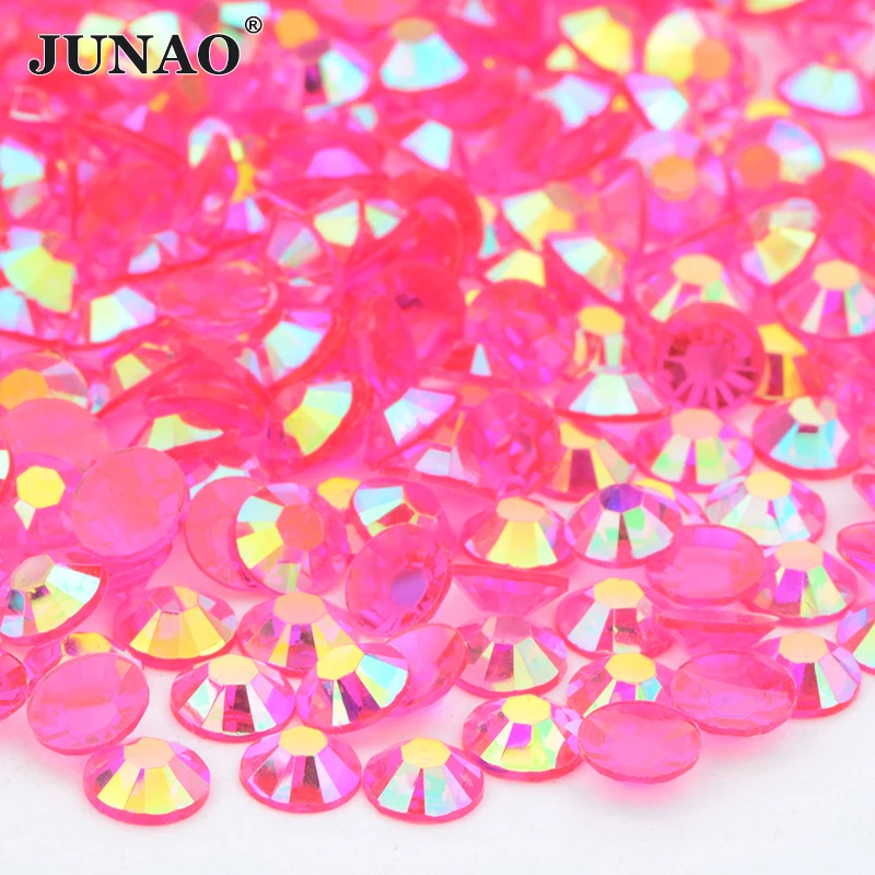 

JUNAO 2mm 3mm 4mm 5mm 6mm AB Crystal Rhinestone In Bulk Flatback Round Diamonds Non Hotfix Strass Nail Stones For Decoration