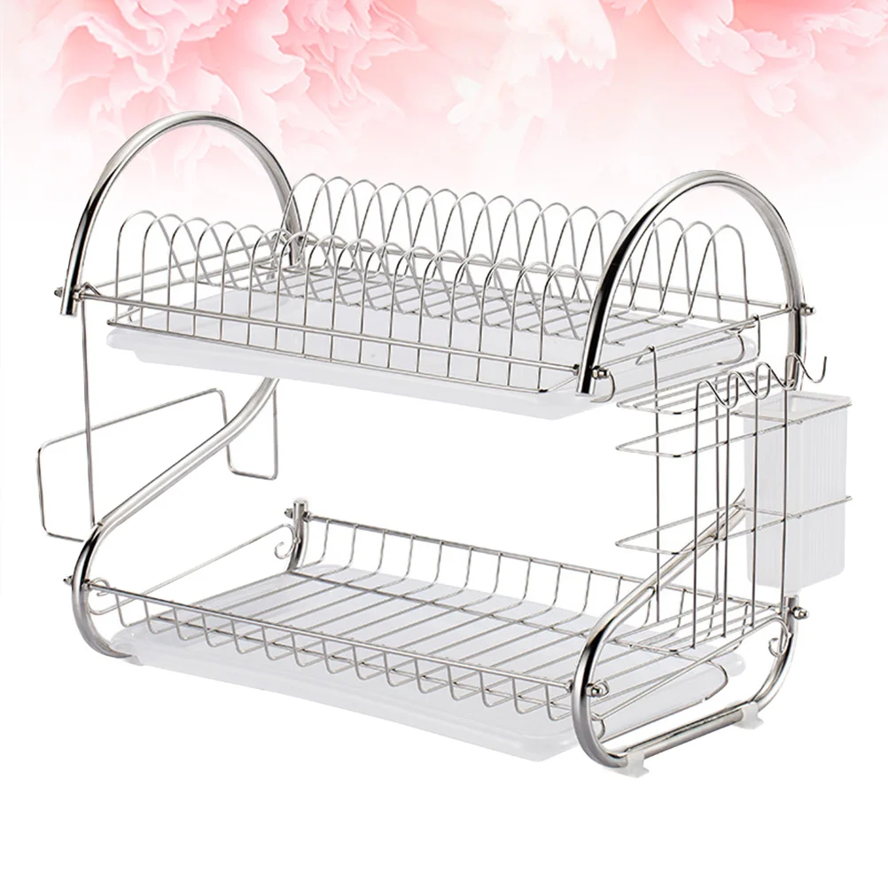 

Dish Rack Drying Kitchen Counter Drainer Organizer Strainer Storage Drain Utensil Dishes Racks Steel Stainless Sink Shelf Holder