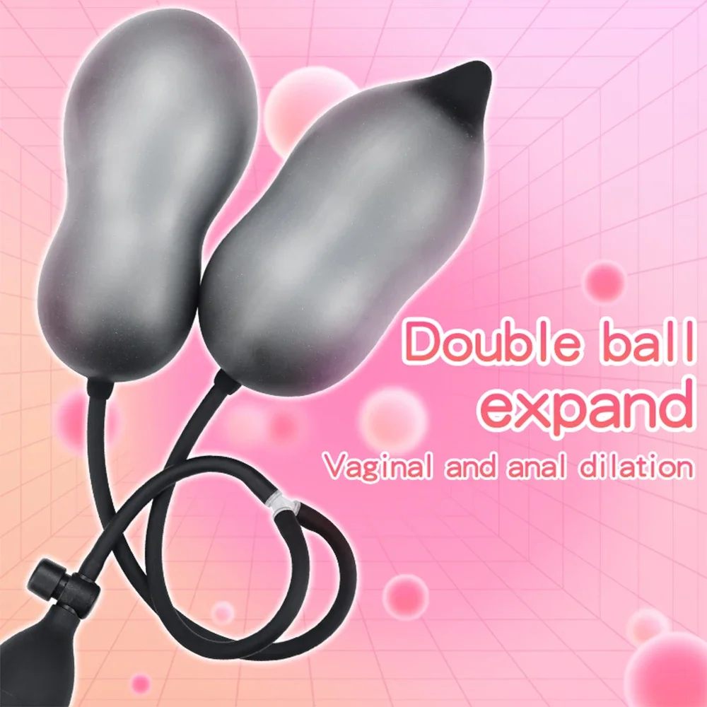 

Inflatable Double-Headed Dildo Butt Plug Prostate Pleasure Massager Anal Expansion Training Anal Plug Adult Couple Sex Game Toy