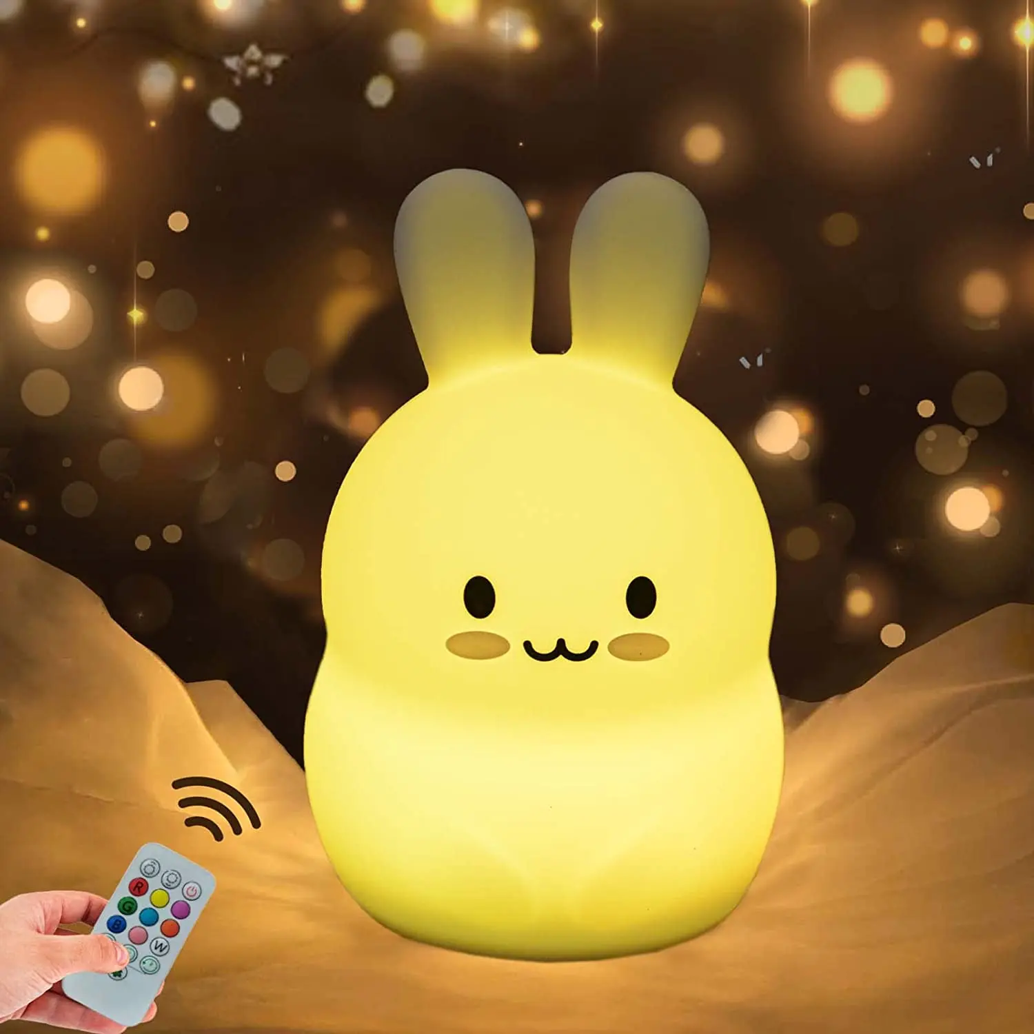 Touch Rabbit Night Lights Silicone Dimmable USB Rechargeable Lamps for Children Baby Gifts Cartoon Cute Animal Bunny Lamp |