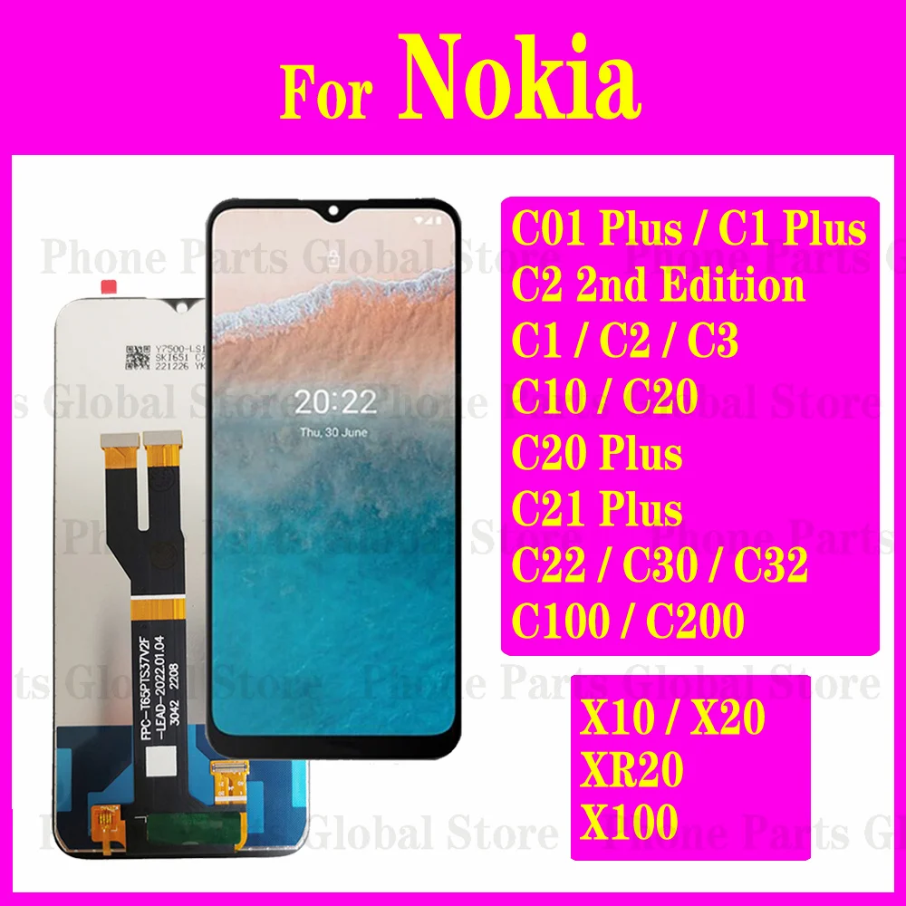 ЖК-дисплей для Nokia X10, X20, X100, XR20, C10, C20, C21, C22, C30, C32, C100, C200, C01 Plus, C1, C2, C3, ЖК-экран с сенсорным дигитайзером в сборе