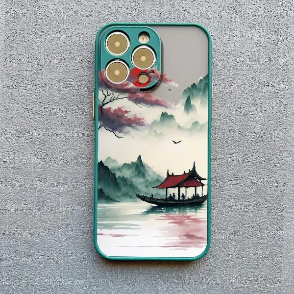 Tinte und waschen Malerei Landschaft Fall für iPhone 15 14 13 Pro Max 12 13 Mini 11 Pro Max 7 8 plus Se2 x xr xs stoß feste Abdeckung Funda – Detail 3