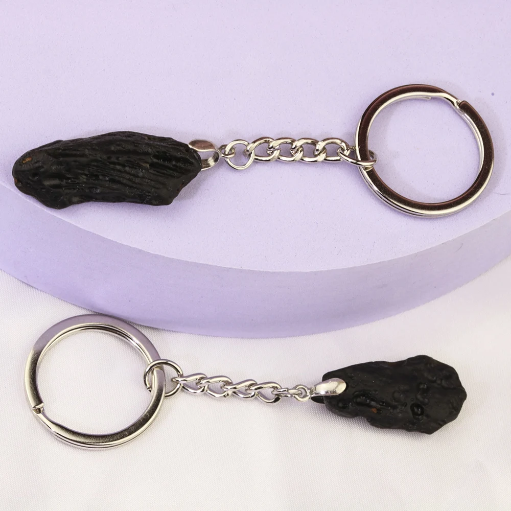 Black Irregular Stone Keychain For Women  Key Rings On Bag Car Jewelry Party Friends Gift