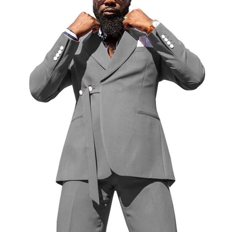 Men Wedding Suits Double Breasted Slim Fit 2 Piece Set For Groom Marriage Party Tuxedos Male Fashion Jacket With Pants