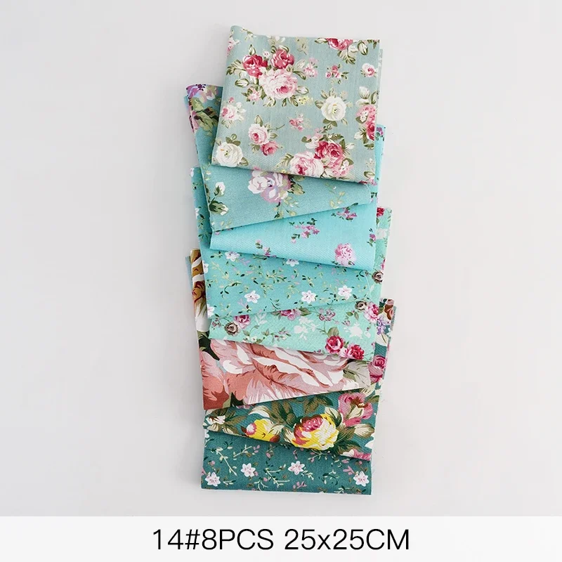 8 Pezzi Di Tessuto Cotone 40x50 Cm – Fantasie Con Fiocchi E Fiori – Ideale Per Trapunte, Cuscini E Patchwork - 4