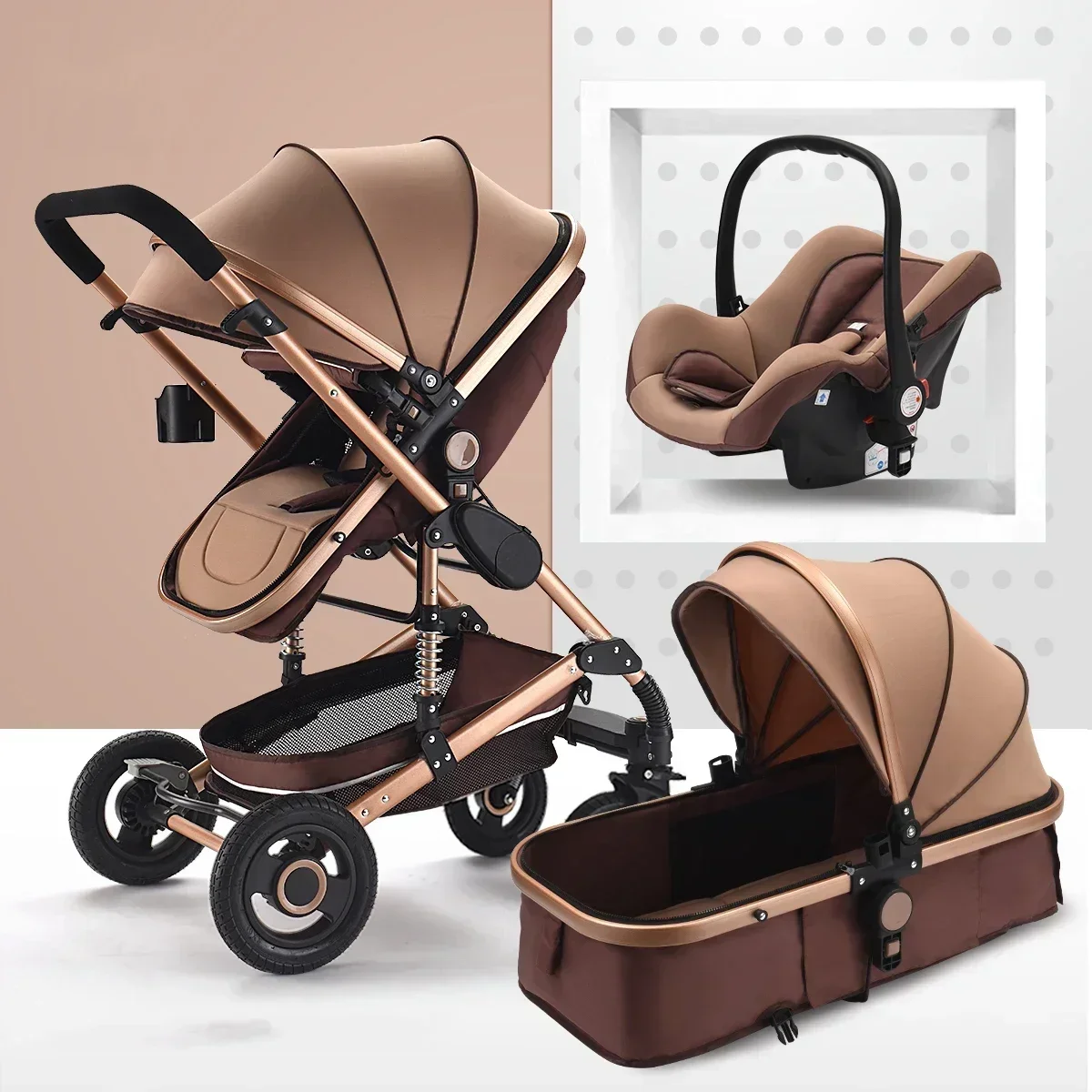 3in1 baby stroller High Landscape baby pram portable baby pushchair multifunctional Newborn Carriage double faced 739 model 1