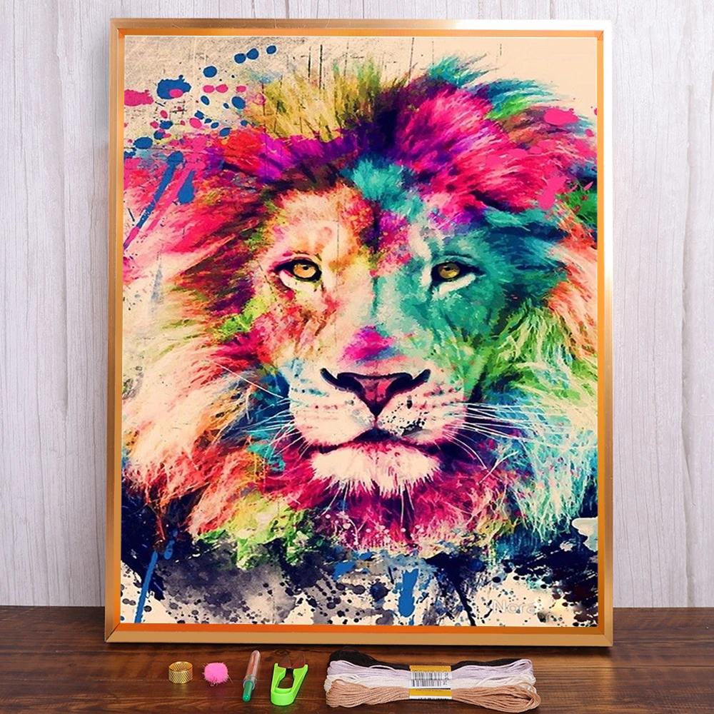 Meian Tierhaus Tiger bedruckter Stoff Kreuzstich Komplettset Stickerei Handwerk Hobby Handarbeit Nähen Home Decor Mulina – Detail 12