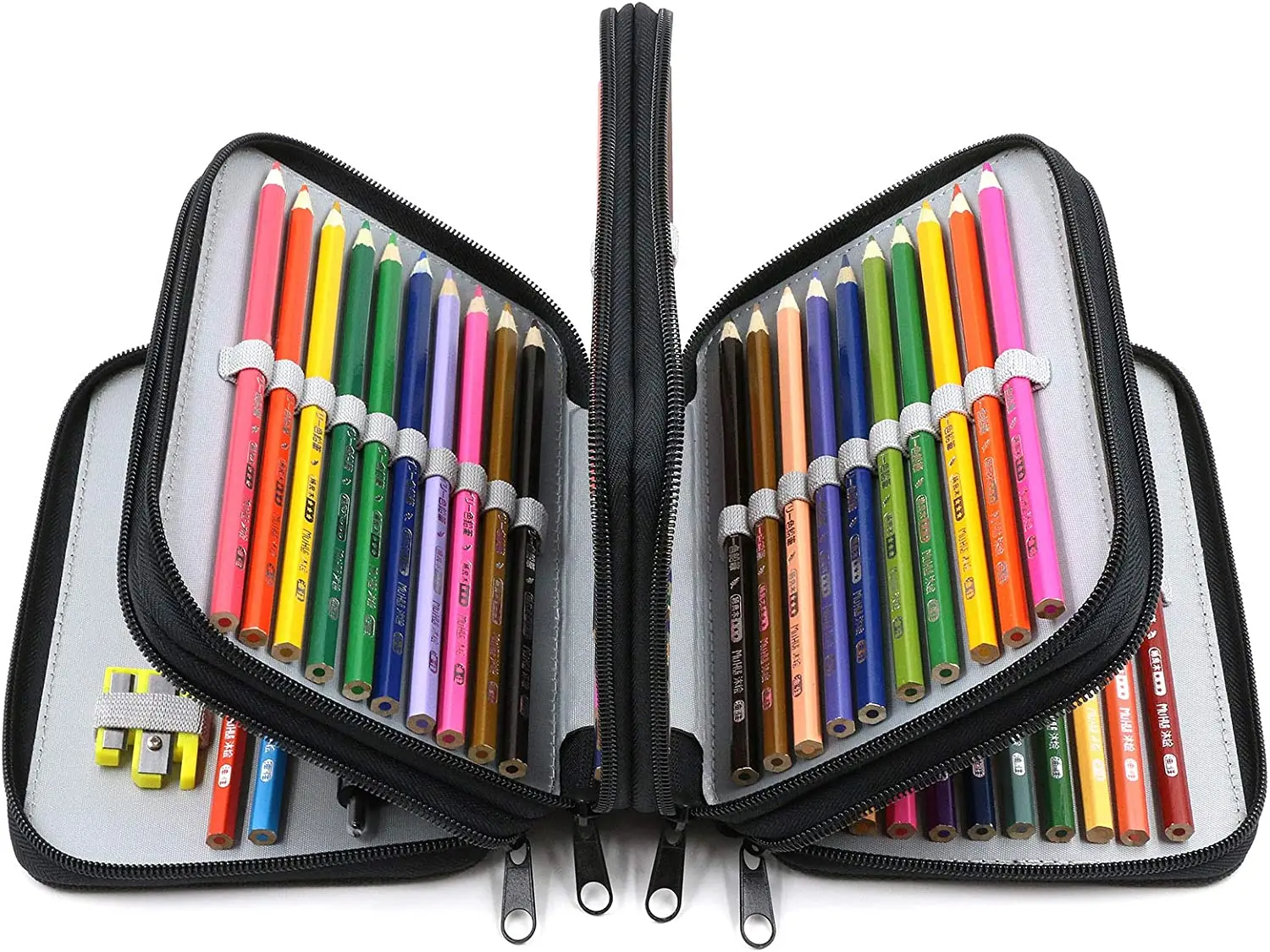 

72 Holders Handy Multi-layer Zipper Pencil Case with Handle Strap, Oxford Fabric