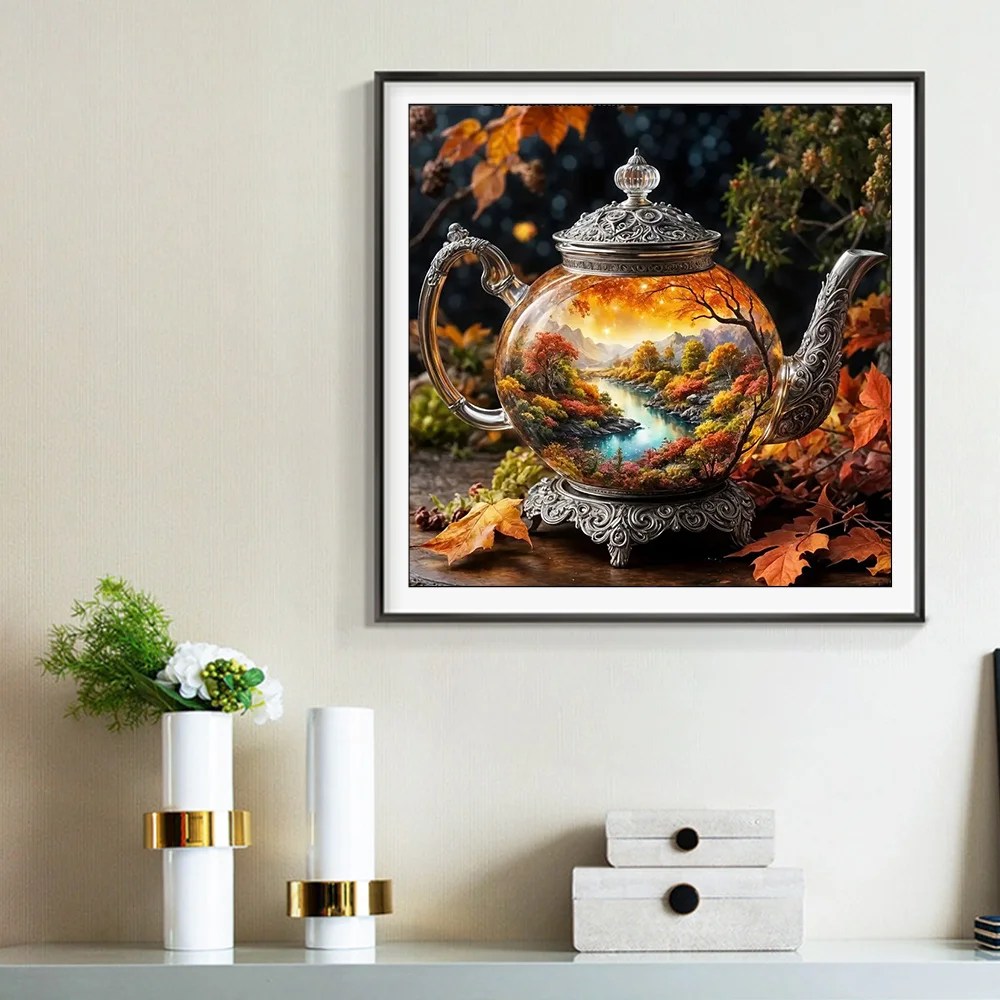 Evershine Diamond Painting Landscape Tree Full Round 5D DIY Diamond Mosaic Kettle Picture Of Rhinestones Handmade Hobby