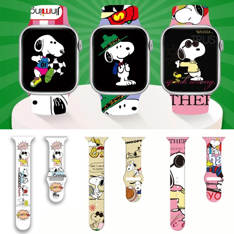 Cinturino Snoopy Cartoon Per Cinturino Apple Watch 49Mm 38Mm 41Mm 40Mm 44Mm 42Mm 45Mm Bracciale Sportivo In Silicone Correa Iwatch 7 6 Se 5 4 3