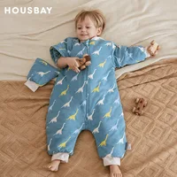 Sleeping Bag For Children 1-4 Years Neck Protection Warm Windproof 3 Zippers Design Removable Sleeves Baby Sleeping Bag 2.5Tog 1