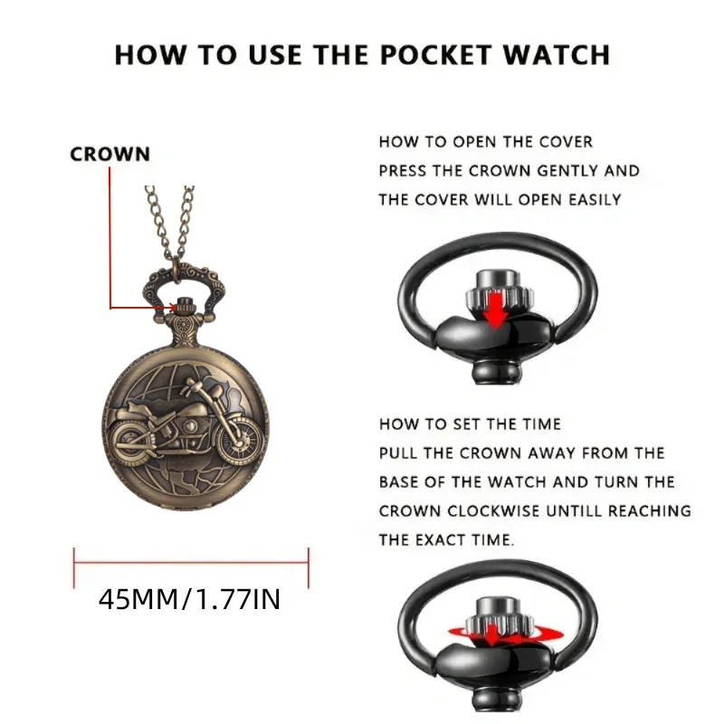 Motorcycle Retro Punk Style Unisex Pocket Watch pocket watch