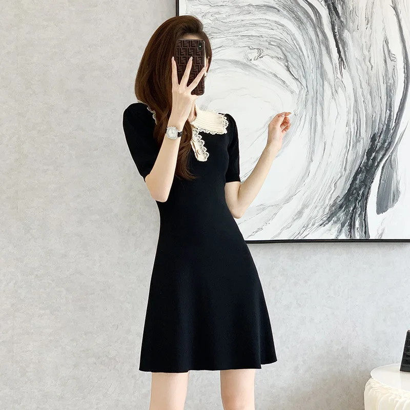 Solid color 3D bow loose short skirt for women in summer short dress C7059