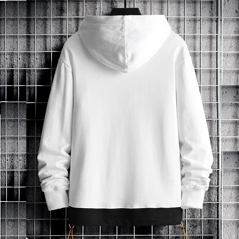 Mens Fashion Colorblock Hoodie Spring Autumn Teenager Cotton Half Turtleneck Long Sleeve Versatile Sweatshirt Streetwear Men